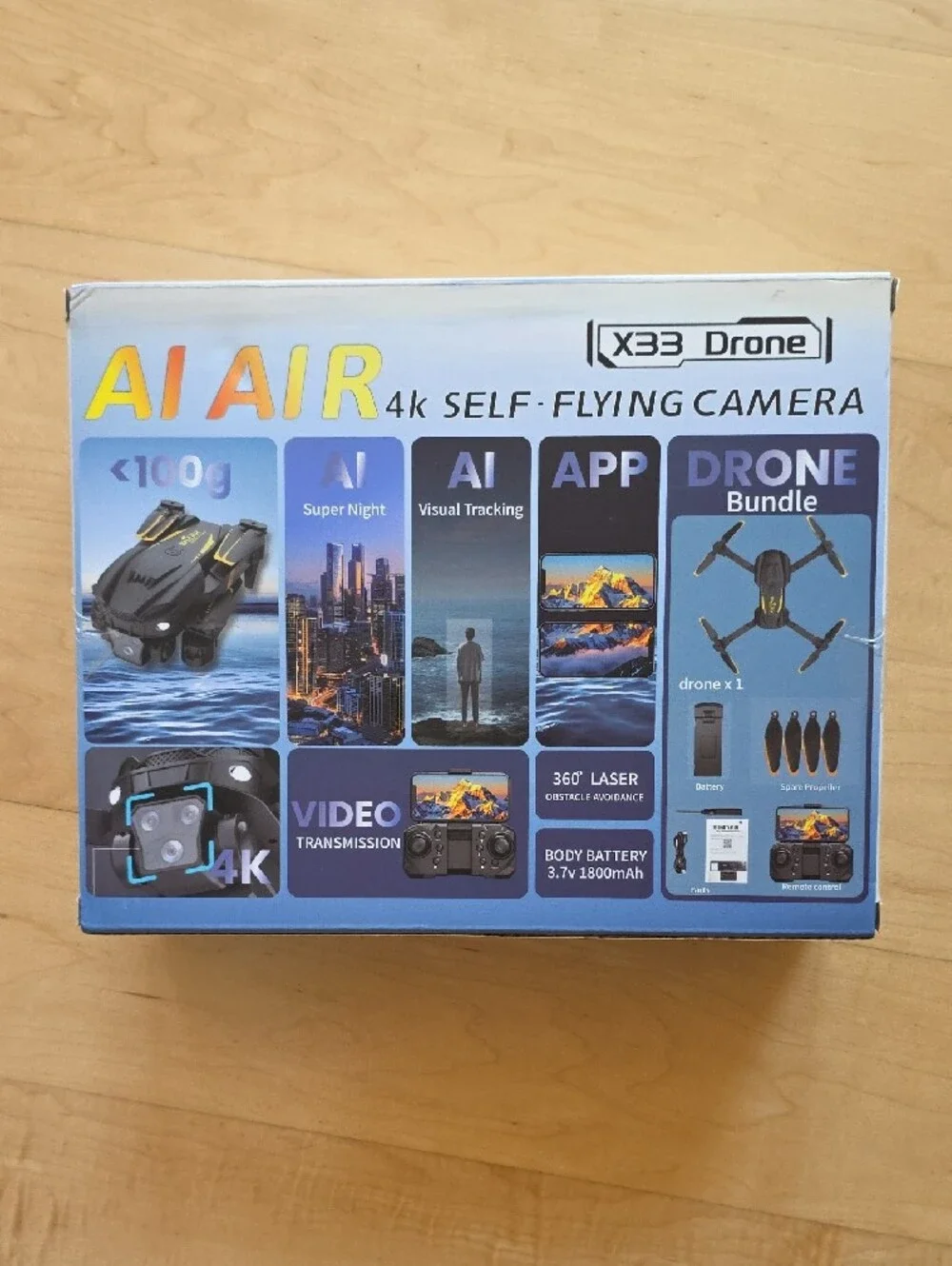 NIB AI Air 4K Self-Flying Camera Drone - Black/Orange